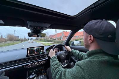 Tom driving the civic in france