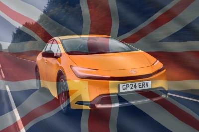Toyota Prius with Union Jack flag