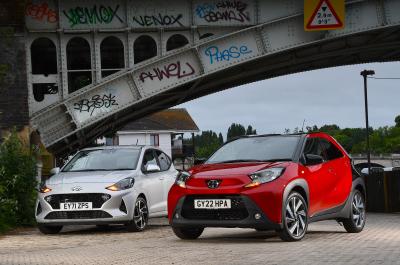 New Toyota Aygo X vs Hyundai i10 front twin