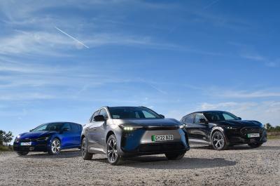 New Toyota bZ4X vs Ford Mustang Mach-E vs Kia EV6 triple
