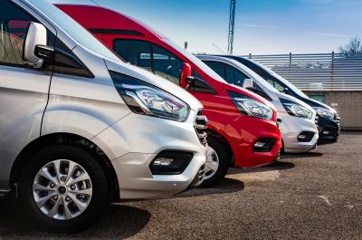 A line-up of vans