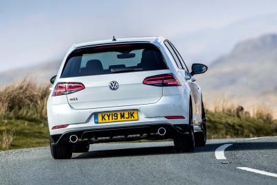 2019 VW Golf GTI TCR rear three-quarter driving