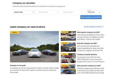 WC company car hub home page close up