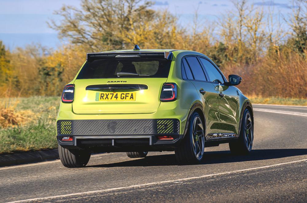 Abarth 600e rear cornering
