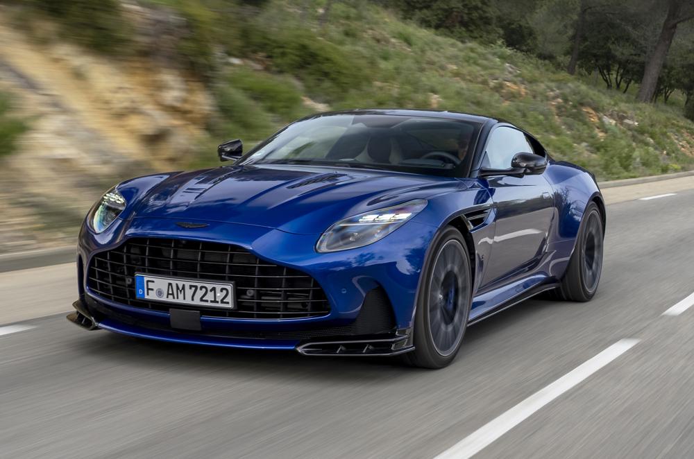 Aston Martin DB12 driving front left