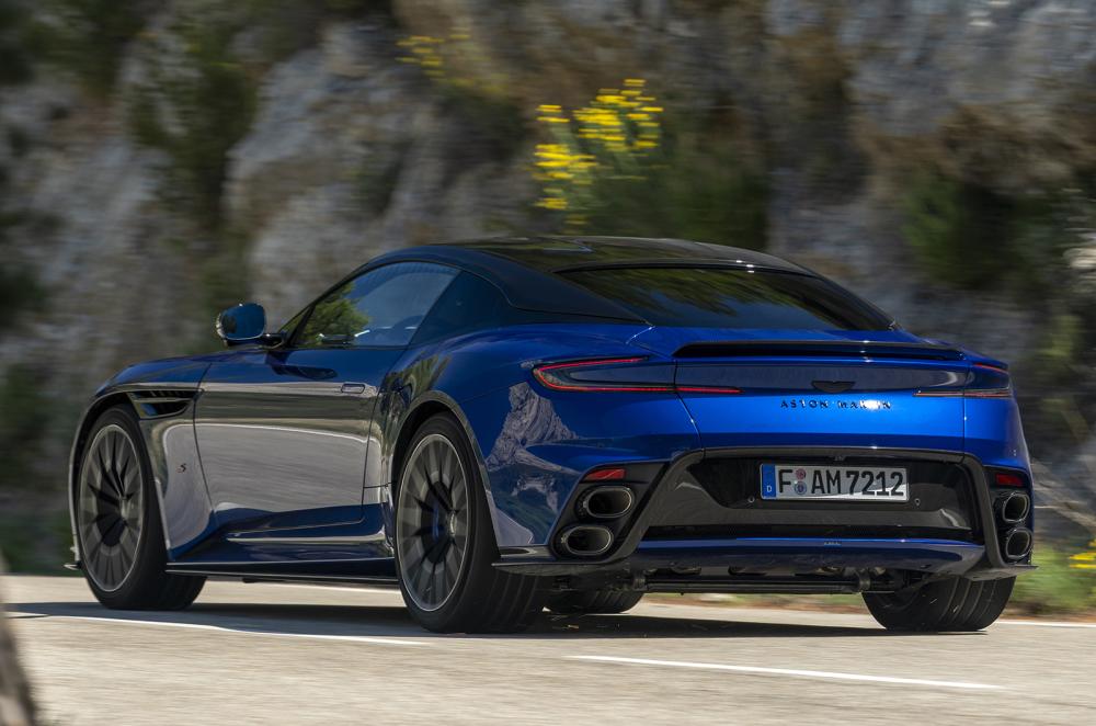 Aston Martin DB12 driving rear left