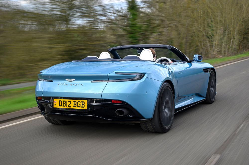 Aston Martin DB12 Volante rear right driving