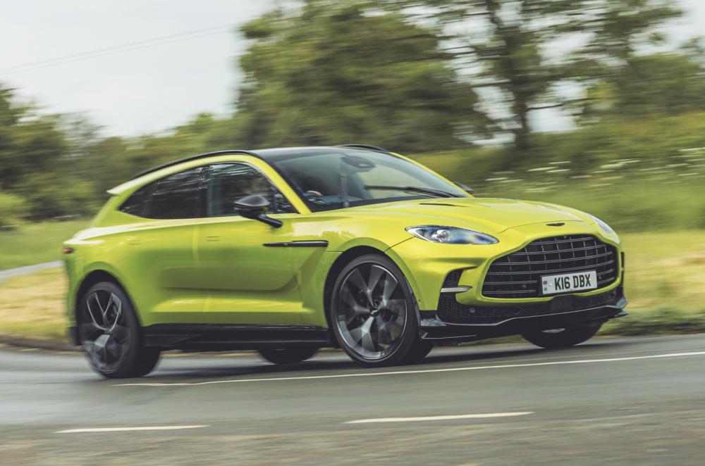 Aston Martin DBX front cornering bright green