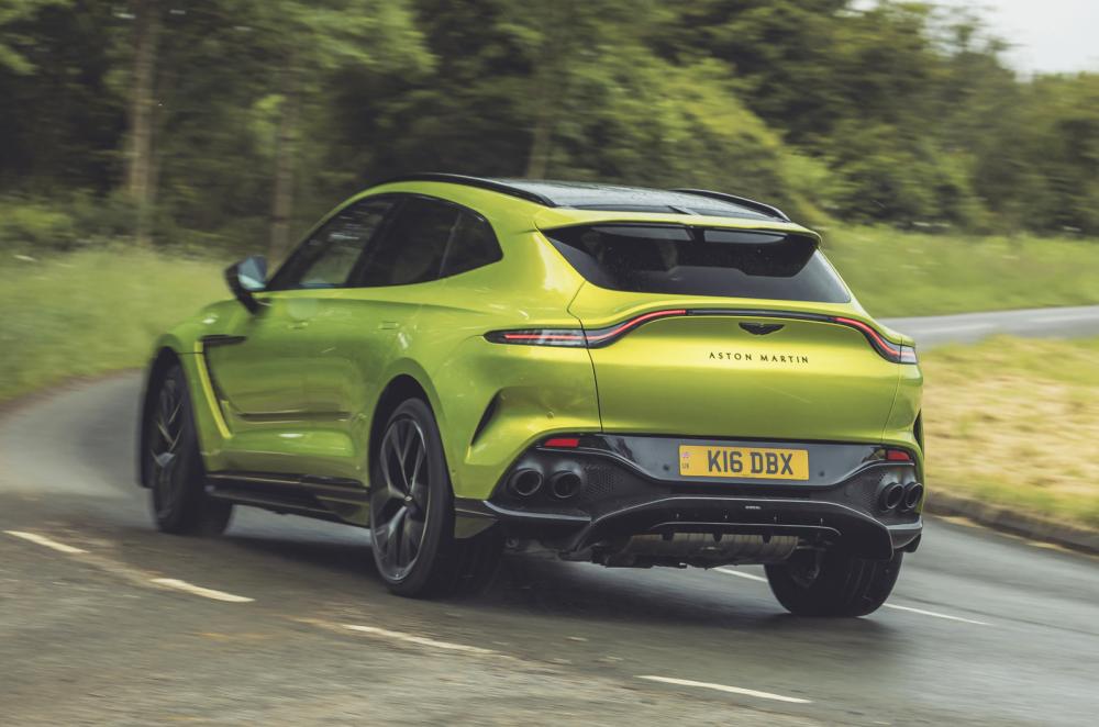 Aston Martin DBX rear cornering bright green