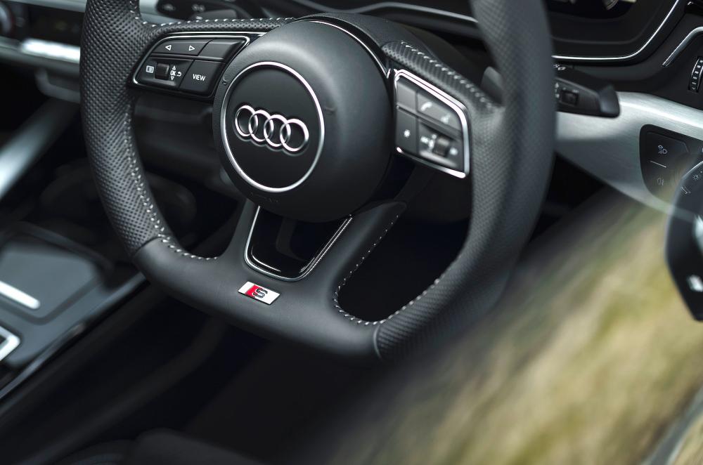 Audi A5 Sportback interior steering wheel detail