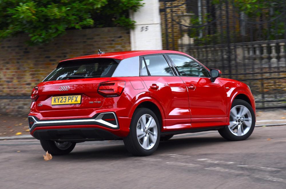 Red Audi Q2 rear cornering