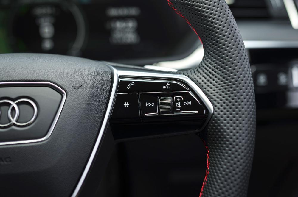 Audi Q8 e-tron interior steering wheel detail