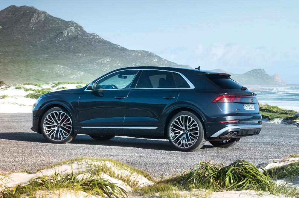 Blue Audi SQ8 rear left static
