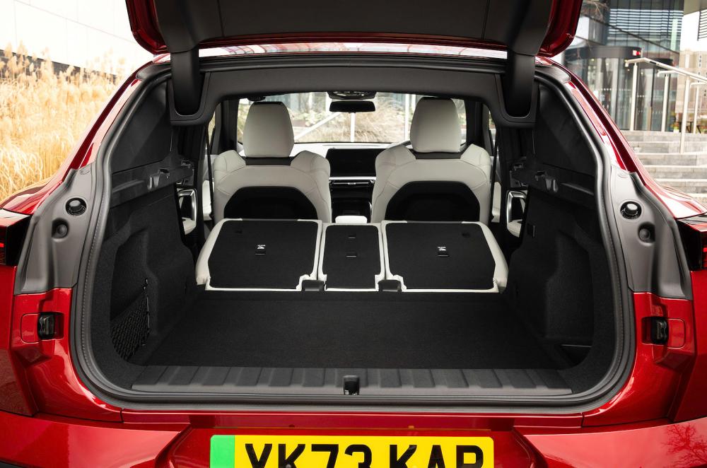 BMW iX2 boot open with seats down