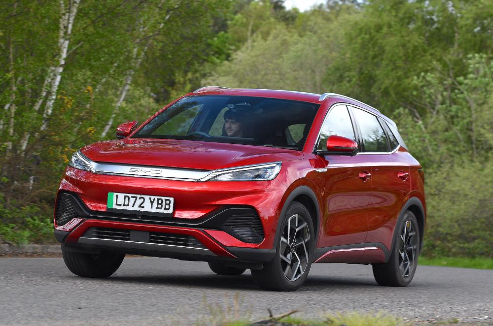 Red BYD Atto 3 front cornering