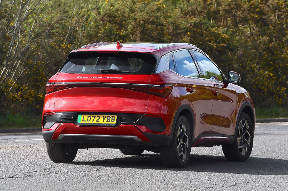 Red BYD Atto 3 rear cornering