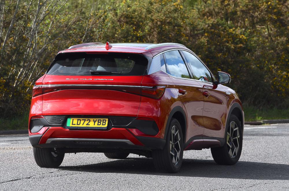 Red BYD Atto 3 rear cornering