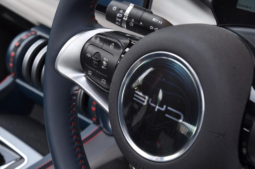 BYD Atto 3 interior steering wheel detail