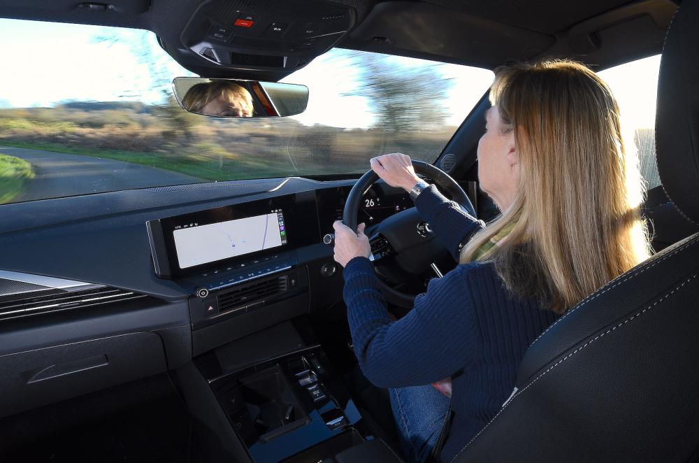Claire Evans test driving Vauxhall Astra Sports Tourer Electric