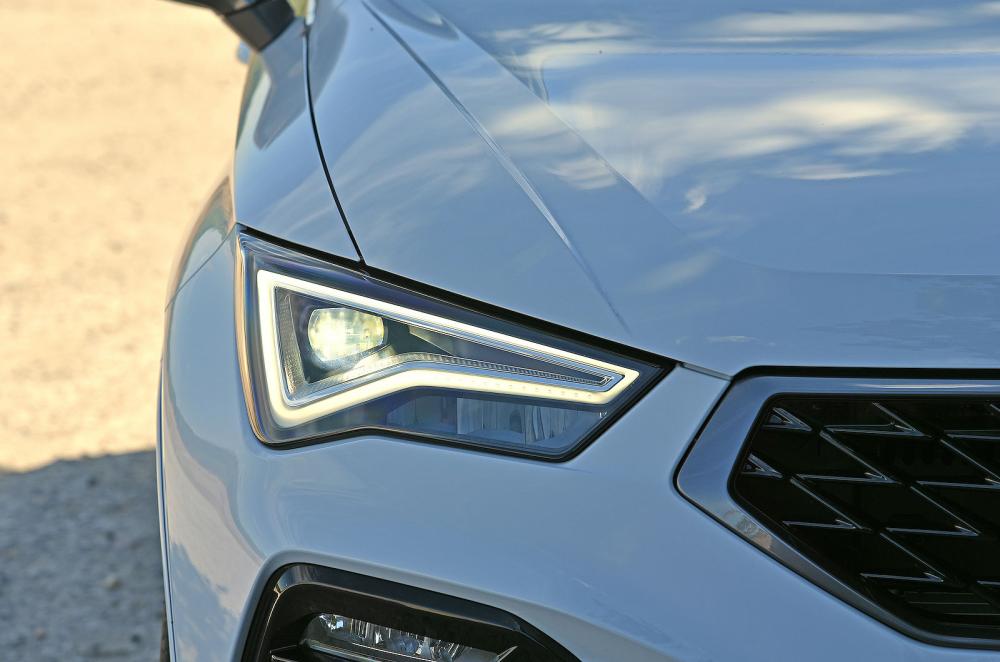 White Cupra Ateca headlights detail
