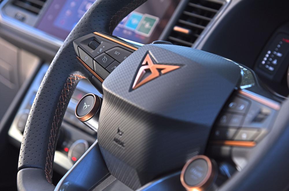 Cupra Ateca interior steering wheel detail