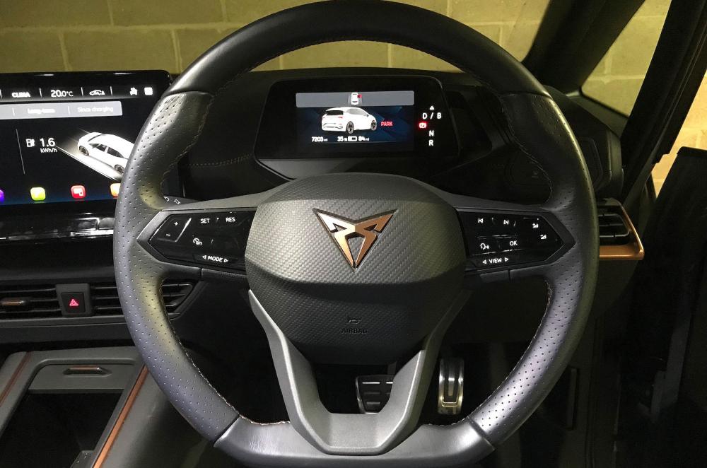Cupra Born steering wheel detail