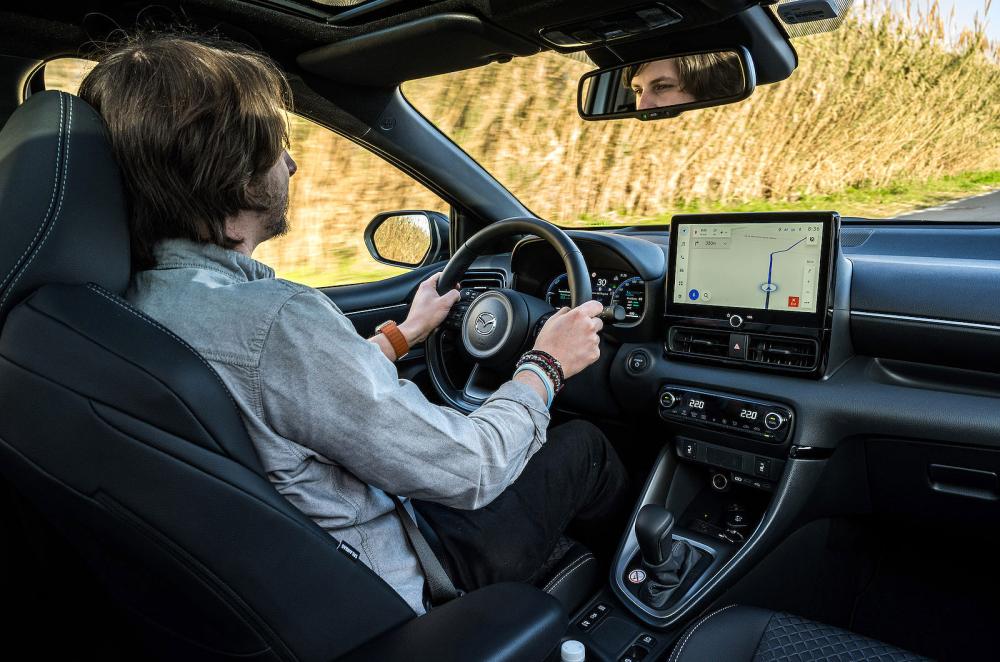 Dan Jones test driving Mazda 2 Hybrid