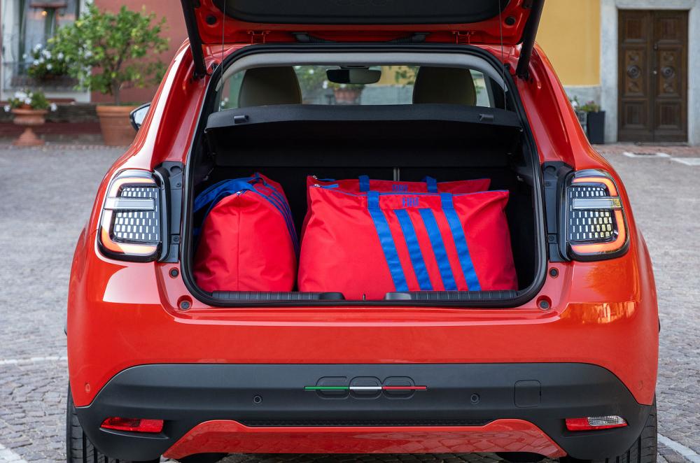 Orange Fiat 600e boot open