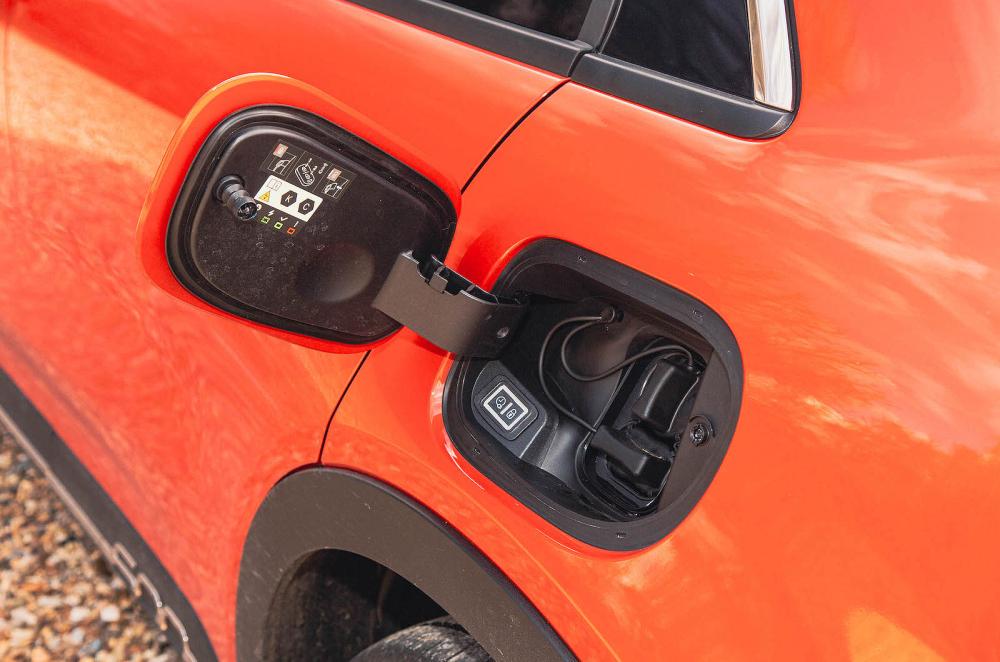 Orange Fiat 600e charging socket