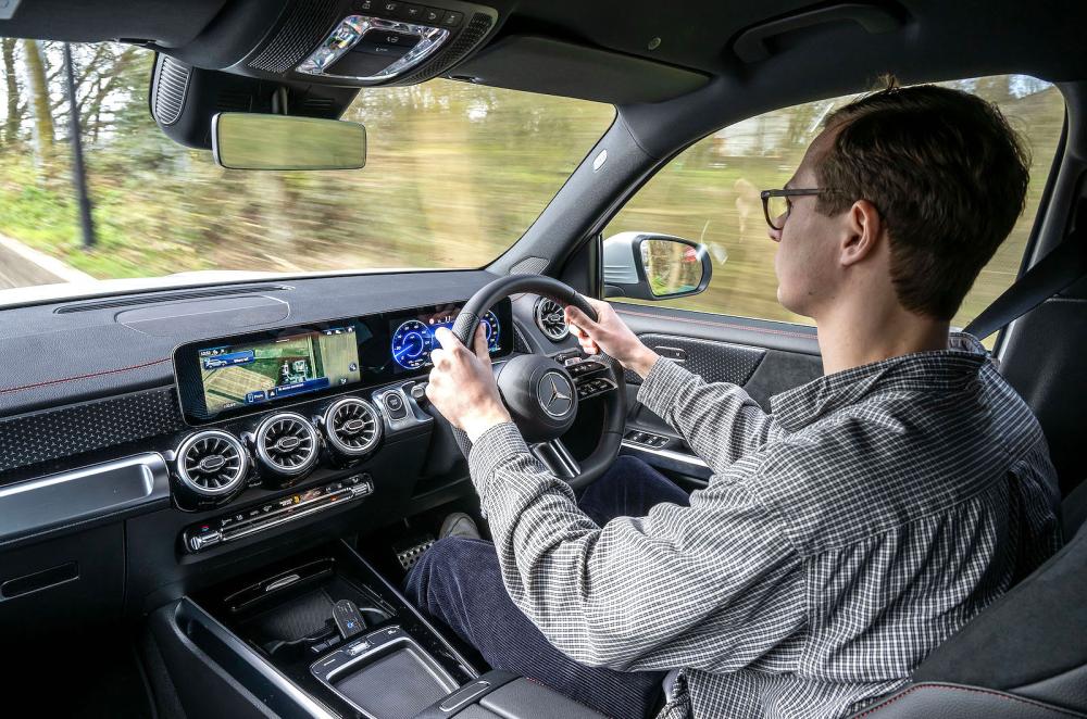 George Hill test driving Mercedes EQB