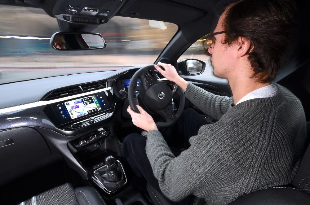 George Hill test driving Vauxhall Corsa