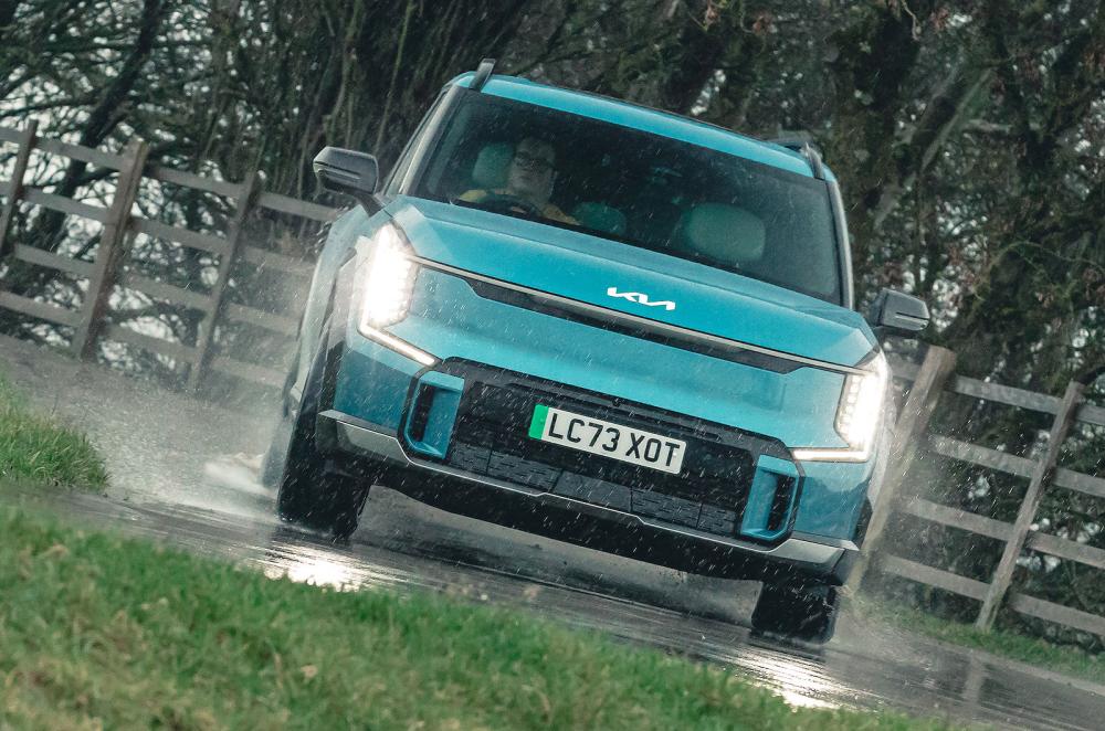 Kia EV9 front cornering