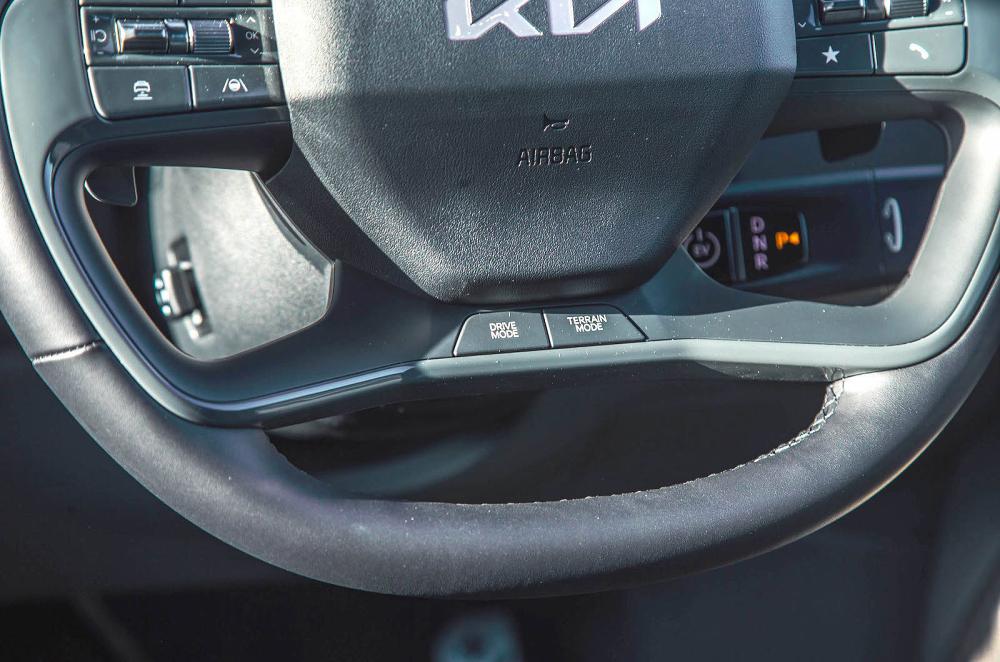 Kia EV9 steering wheel detail