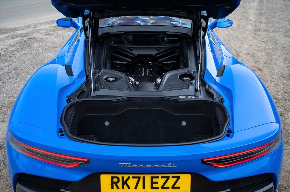 Blue Maserati MC20 boot open