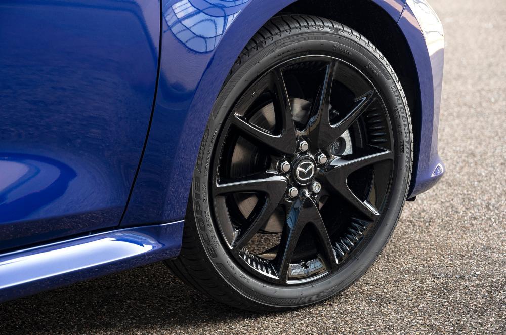 Blue Mazda 2 Hybrid alloy wheel detail