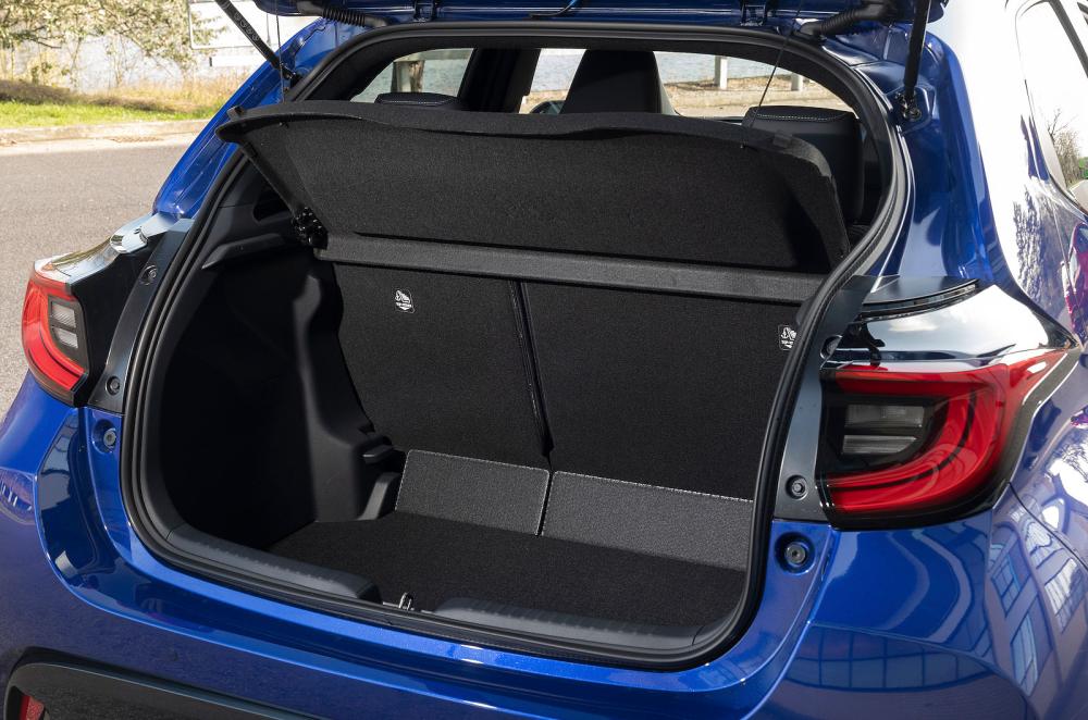 Blue Mazda 2 Hybrid boot open