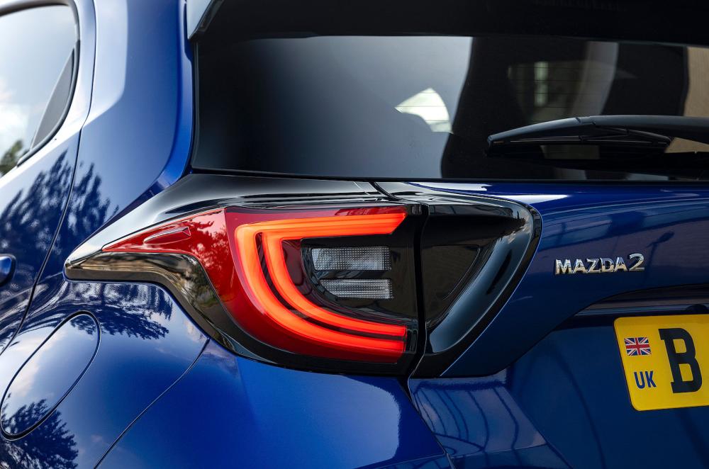 Blue Mazda 2 Hybrid rear lights detail