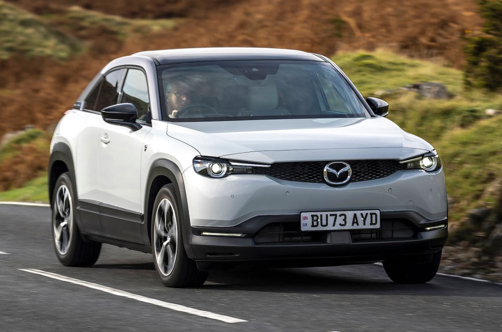 Mazda MX-30 R-EV front right driving