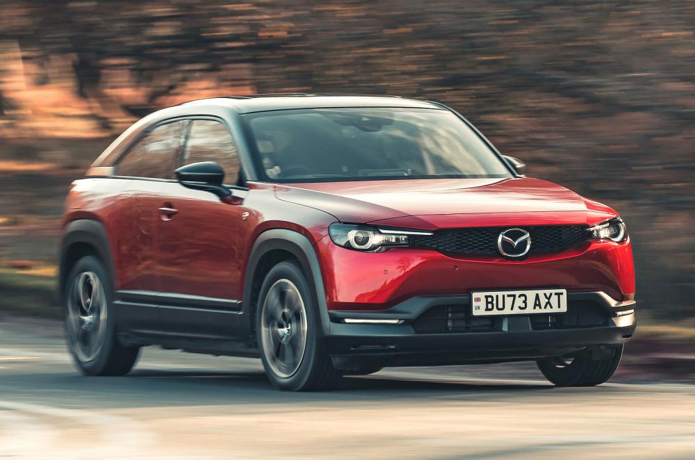 Mazda MX-30 R-EV front right driving