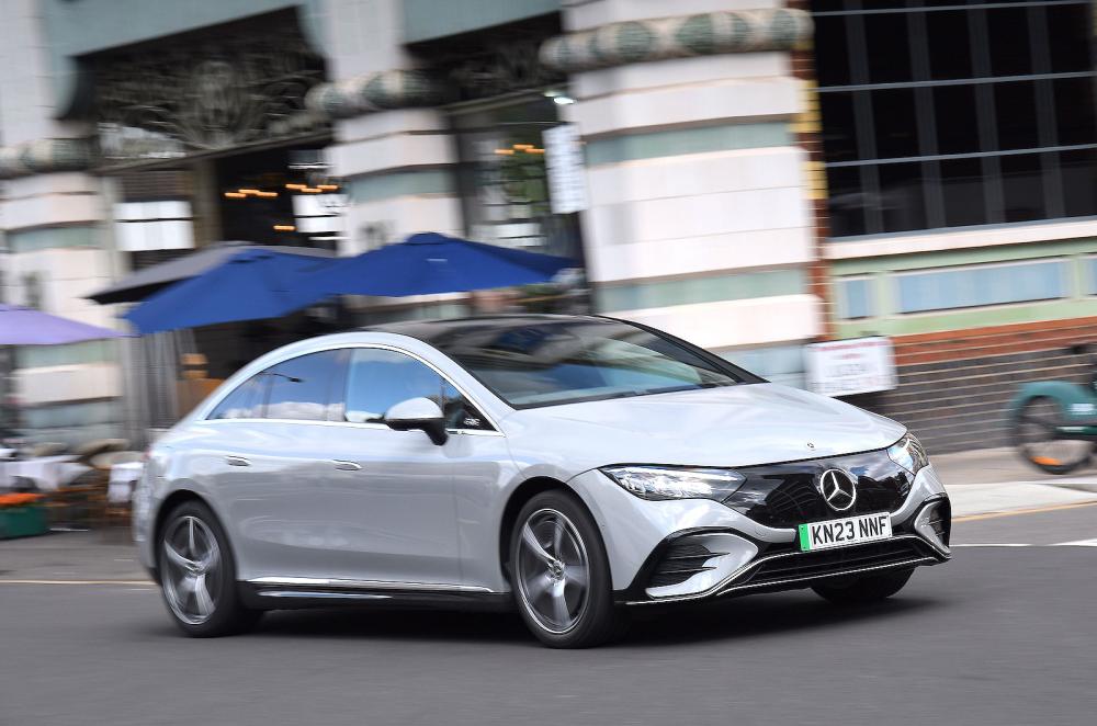 Mercedes EQE front right driving