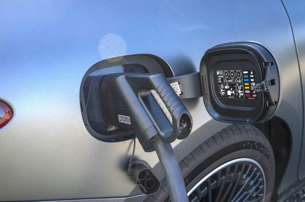 Mercedes EQS charging socket detail