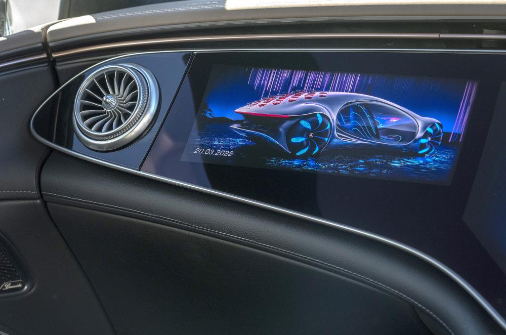 Mercedes EQS interior passenger infotainment