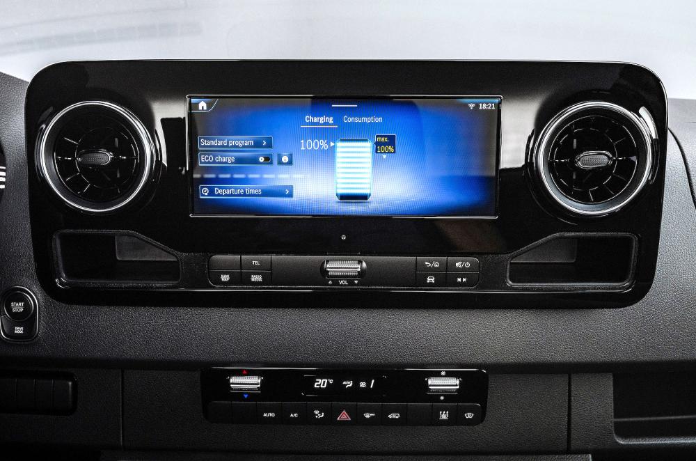Mercedes eSprinter interior infotainment screen