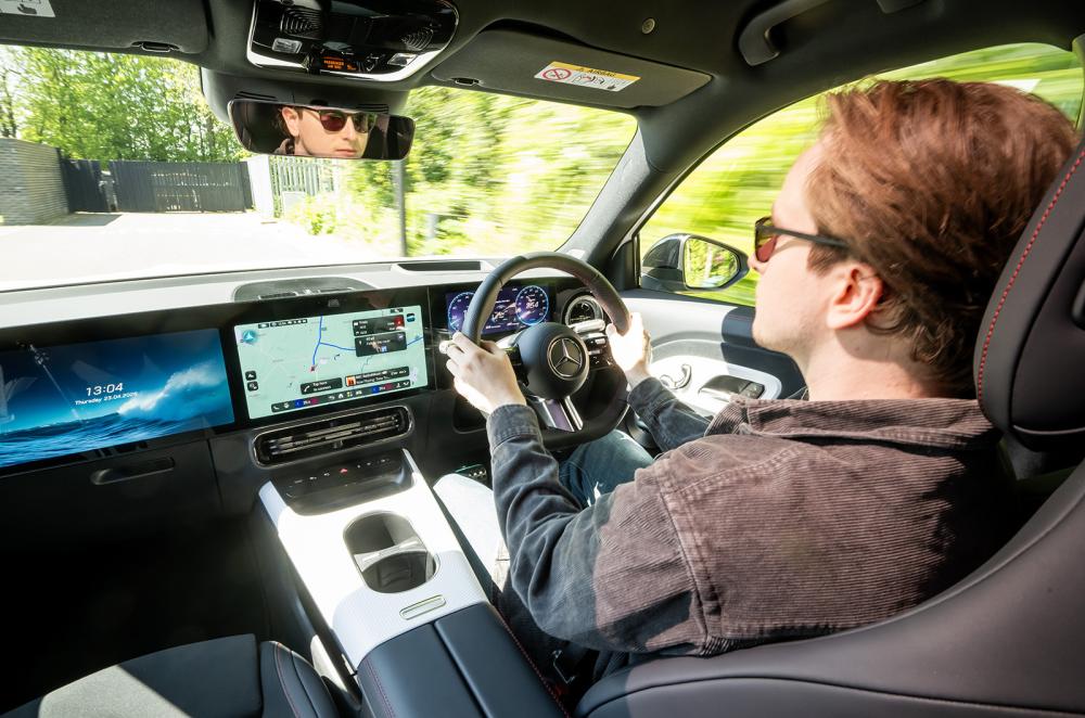 Oliver Young driving the Mercedes GLB