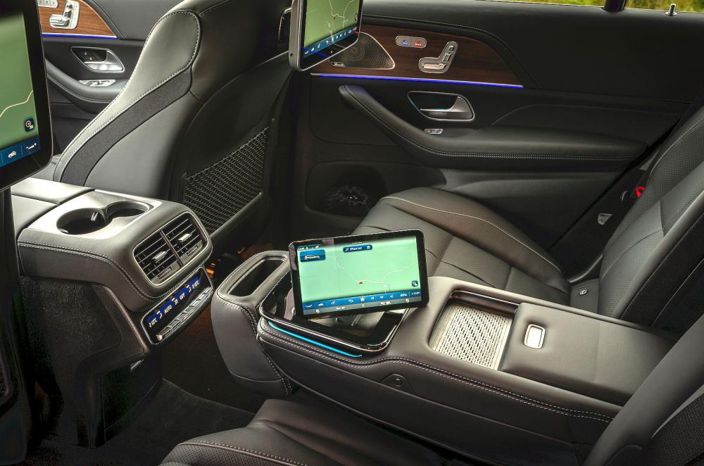 Mercedes GLS interior back seats touchscreen