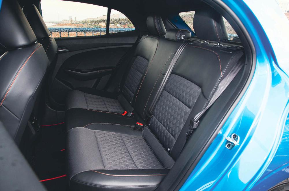 Blue MG3 interior back seats