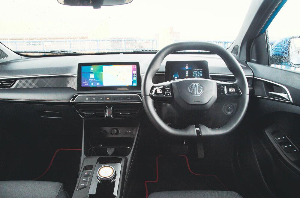 Blue MG3 interior dashboard