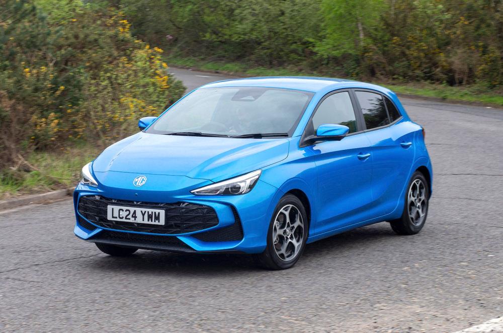 Blue MG3 front cornering