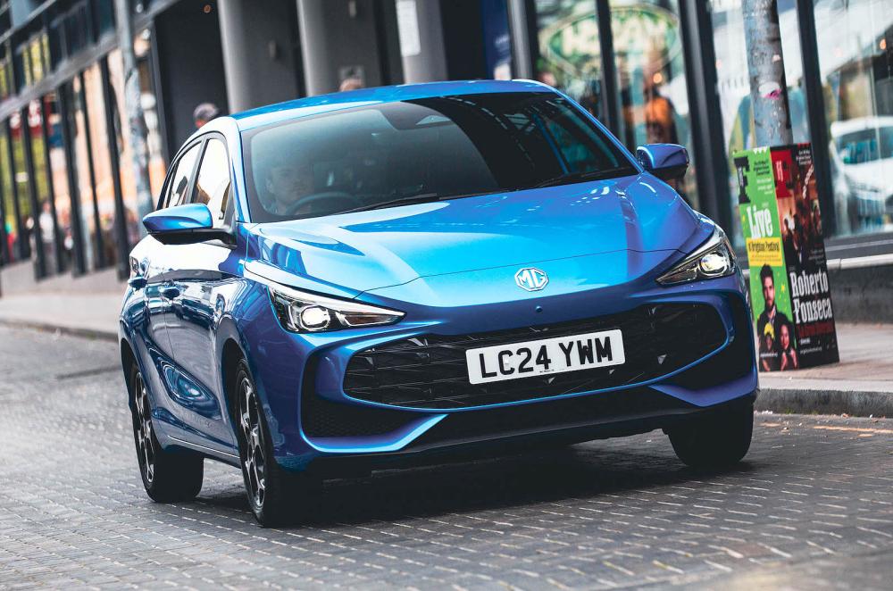 Blue MG3 front right driving