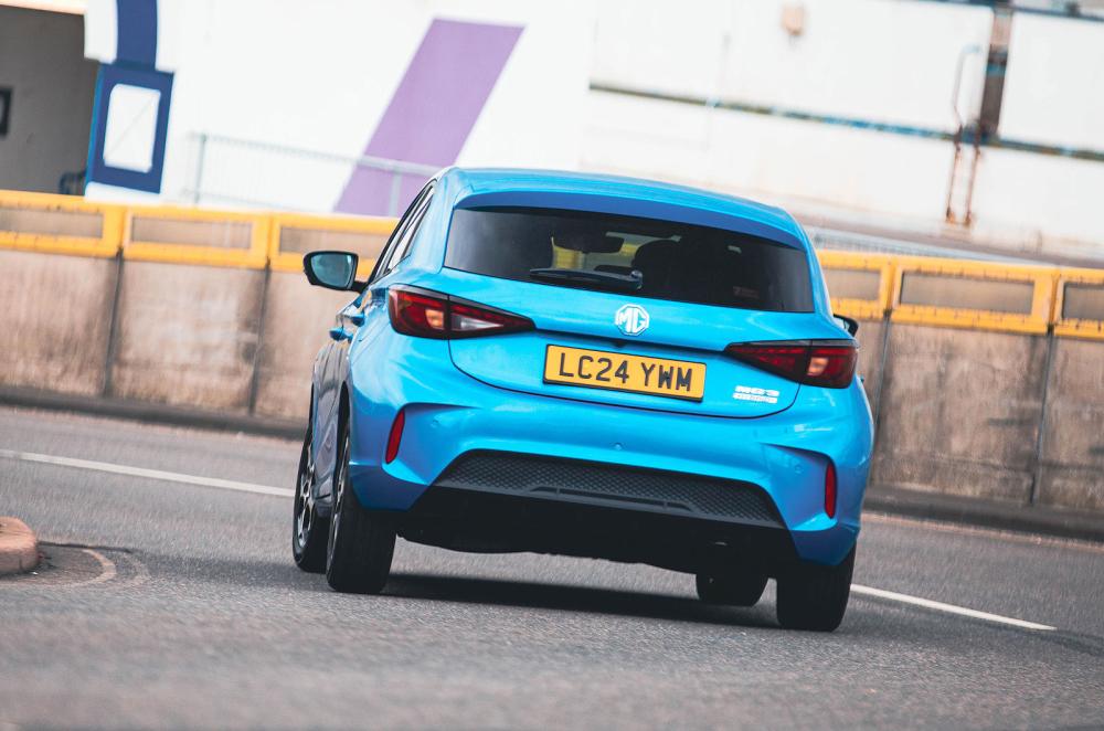 Blue MG3 rear cornering